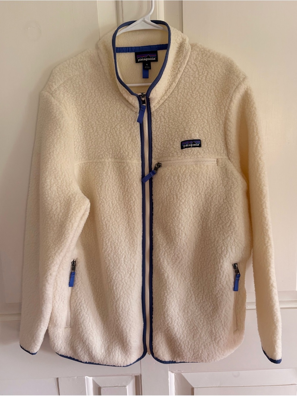 Patagonia Retro Style Pile Fleece Jacket Womens XL Off White Cream Full Zip NWOT